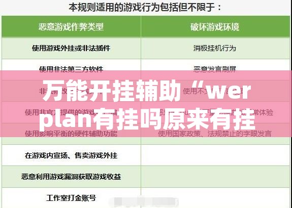 万能开挂辅助“werplan有挂吗原来有挂”开挂辅助脚本+详细开挂安装教程
