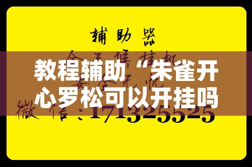 教程辅助“朱雀开心罗松可以开挂吗”附辅助神器开挂脚本详细步骤