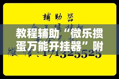 教程辅助“微乐掼蛋万能开挂器”附辅助神器开挂脚本详细步骤