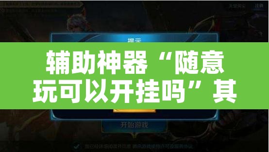 辅助神器“随意玩可以开挂吗”其实确实有挂