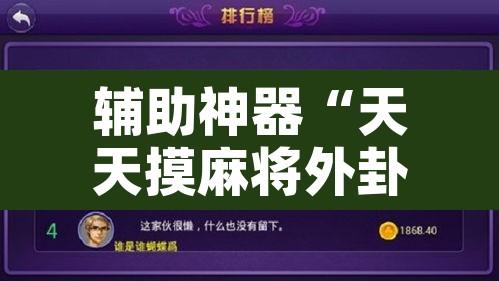 辅助神器“天天摸麻将外卦神器下载”开挂辅助脚本+详细开挂安装教程