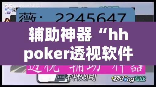 辅助神器“hhpoker透视软件辅助”其实确实有挂