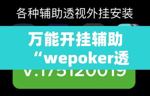 万能开挂辅助“wepoker透视挂被骗经历”其实确实有挂