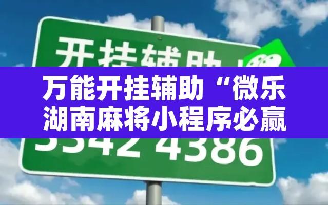 万能开挂辅助“微乐湖南麻将小程序必赢神器免费”开挂辅助脚本+详细开挂安装教程