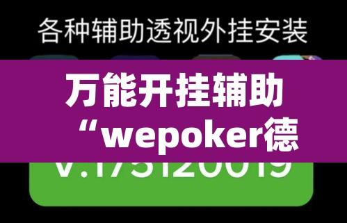 万能开挂辅助“wepoker德州局透视挂作弊辅助教程”开挂辅助脚本+详细开挂安装教程