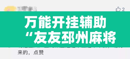 万能开挂辅助“友友邳州麻将要怎么开挂”开挂辅助脚本+详细开挂安装教程